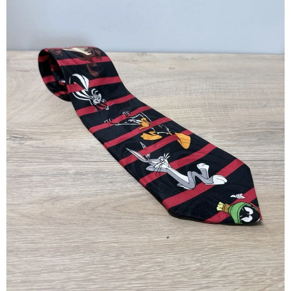Vintage 90s Looney Tunes Mania Bugs Bunny Daffy Duck Silk Tie NWT Sears